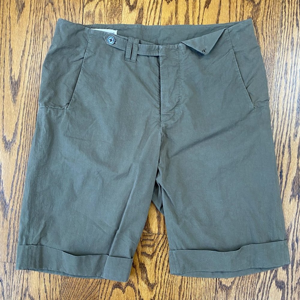 Yigal Azrouel Olive Khaki Green Long Cotton Cuffed Shorts Size 31